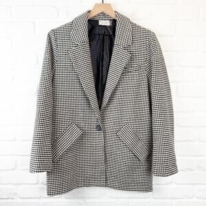 Dress Forum Black White Houndstooth One Button Blazer Size Small